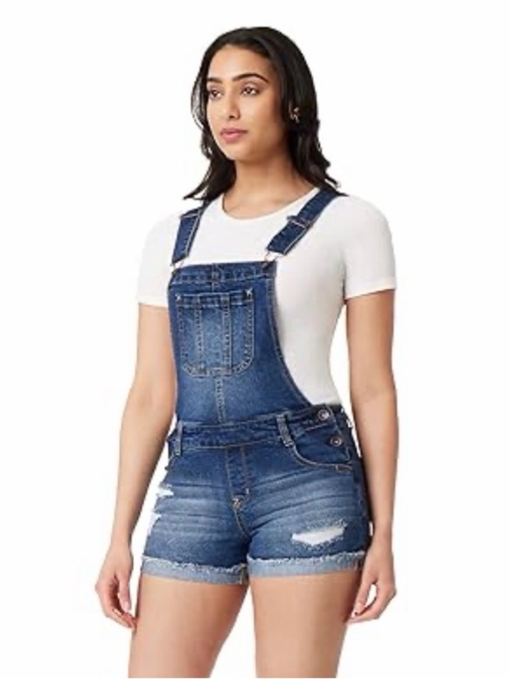 Wallflowers blue jean deconstructed shortalls size L juniors